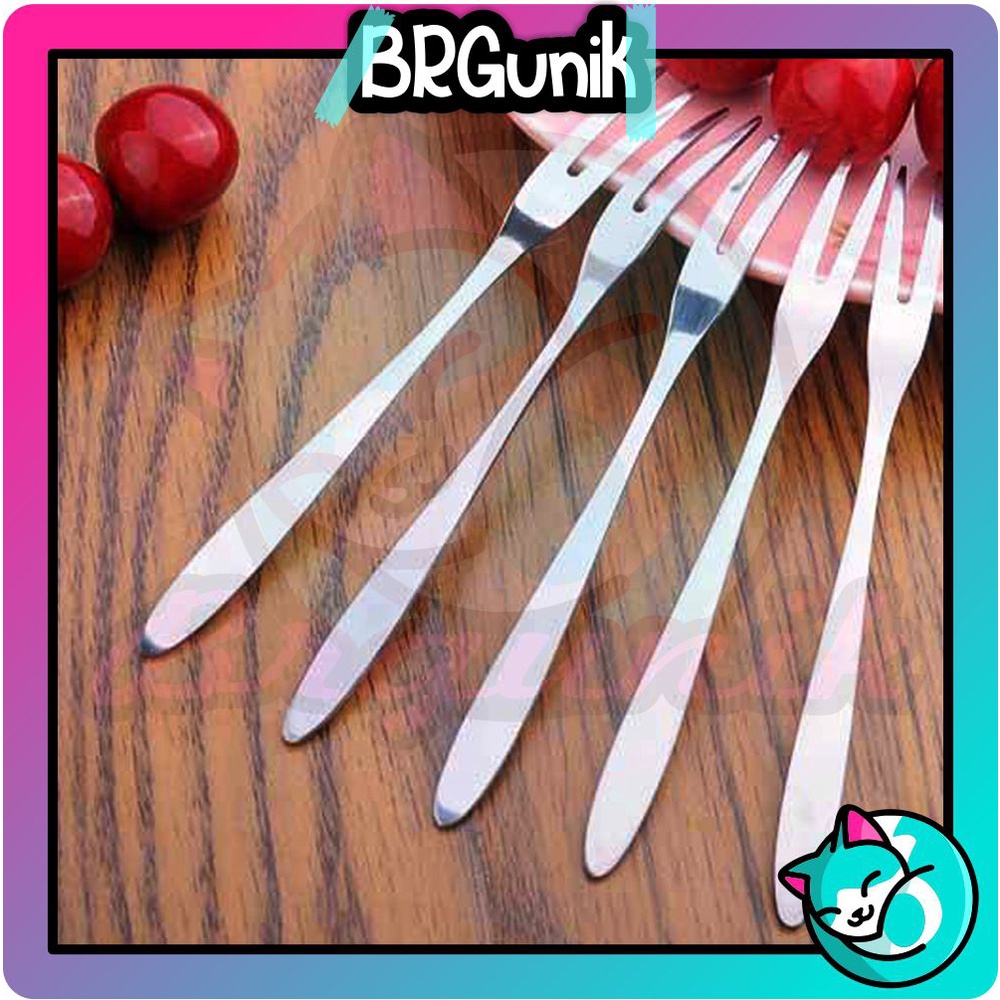 BRGUNIK Garpu Buah Stainless Steel Kecil Mini Alat Tusukan Makan Kue Fruit Fork Murah Serbaguna R776