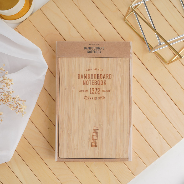 

PROMO ARAMI HARD COVER BAMBOO WOOD NOTE BOOK BUKU TULIS CATATAN KANTOR DIARY - TORRE DI PISA