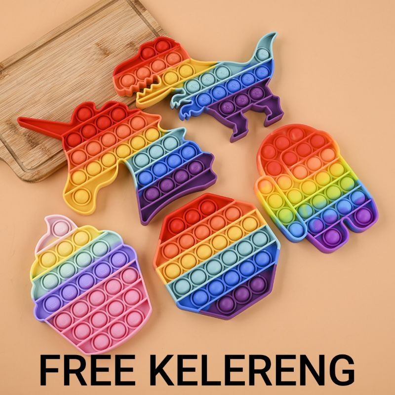 (FREE KELERENG) POP IT JUMBO PASTEL POP IT KOTAK WARNA PASTEL