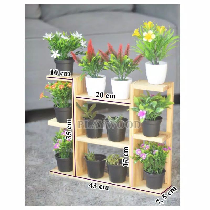 rak bunga kayu bertingkat/rak bunga minimalis hiasan kayu jati Belanda