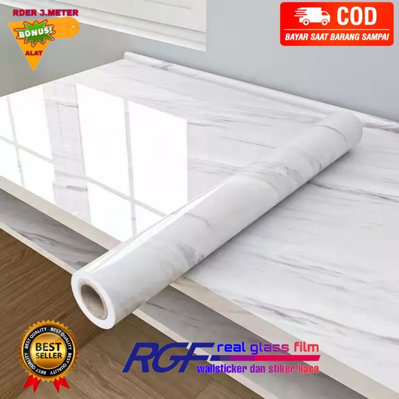 STIKER MARMER MARBLE GLOSY TEBAL MEJA KAYU KACA ANTI AIR MINYAK DAN TAHAN PANAS STIKER DINDING LANTA