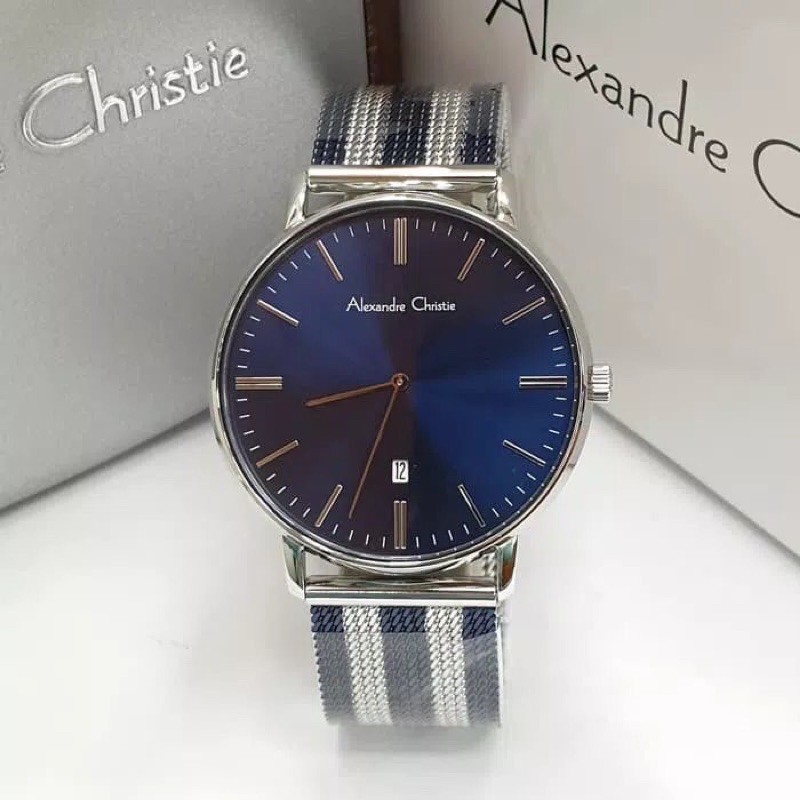 JAM TANGAN PRIA ALEXANDRE CHRISTIE AC 8582 BLUE SILVER ORIGINAL