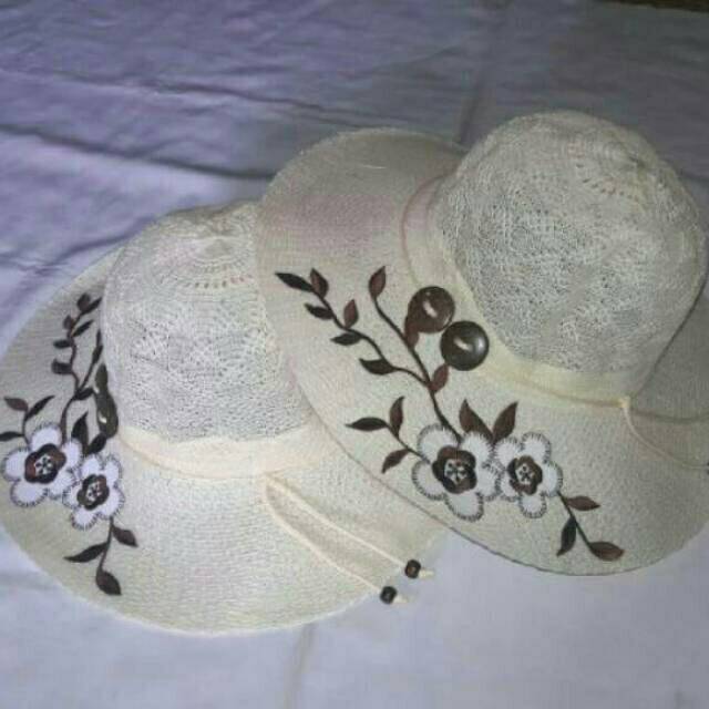 Topi pantai rajut bunga termurah