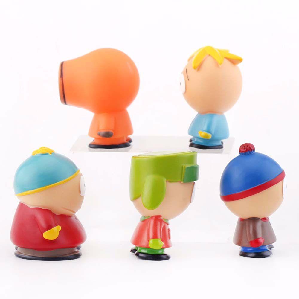 Patung QUINTON The South Park Kartun 5pcs /set Southern Park Kyle Dekorasi Desktop Model Anime Kenny Figure Mainan