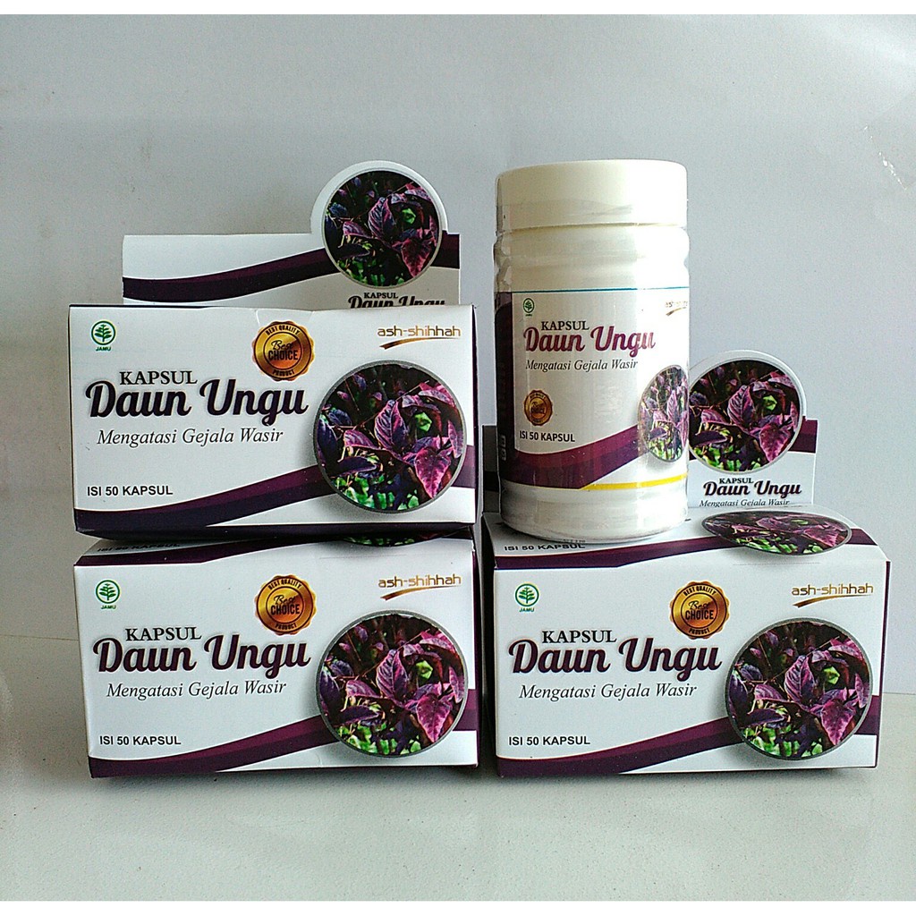 Kapsul Herbal Daun Ungu ORIGINAL BPOM Obat Ambeien Wasir Ambeyen Ampuh Benjolan Asli Ash Shihhah Obat Wasir Ampuh Ambeien Ambeyen Ambien Hemoroid Herbal Paling Ampuh 100% ALAMI BPOM