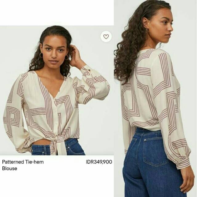 HM Patterned Tie Hem Blouse