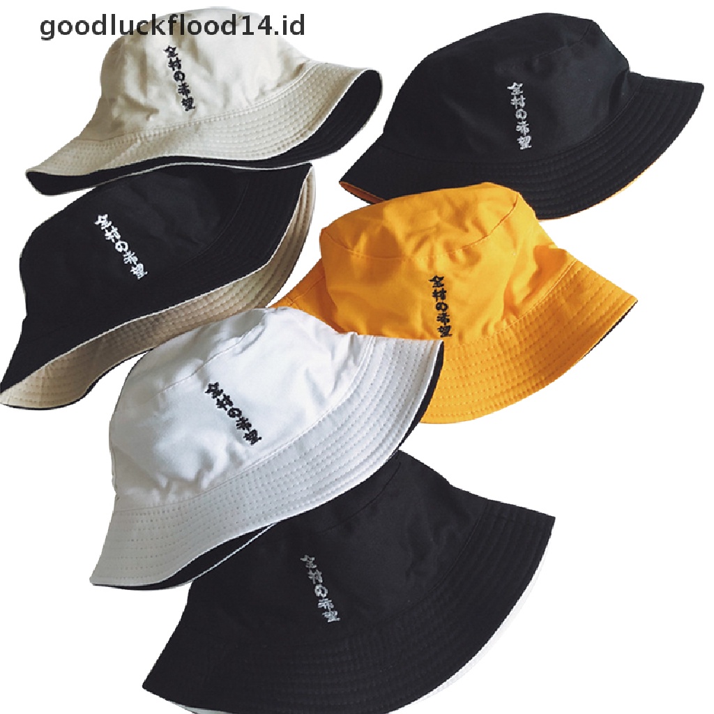 [OOID] Fashion Women Men Unisex Breathable Double-Sided Cotton Bucket Hat Sun Cap  ID