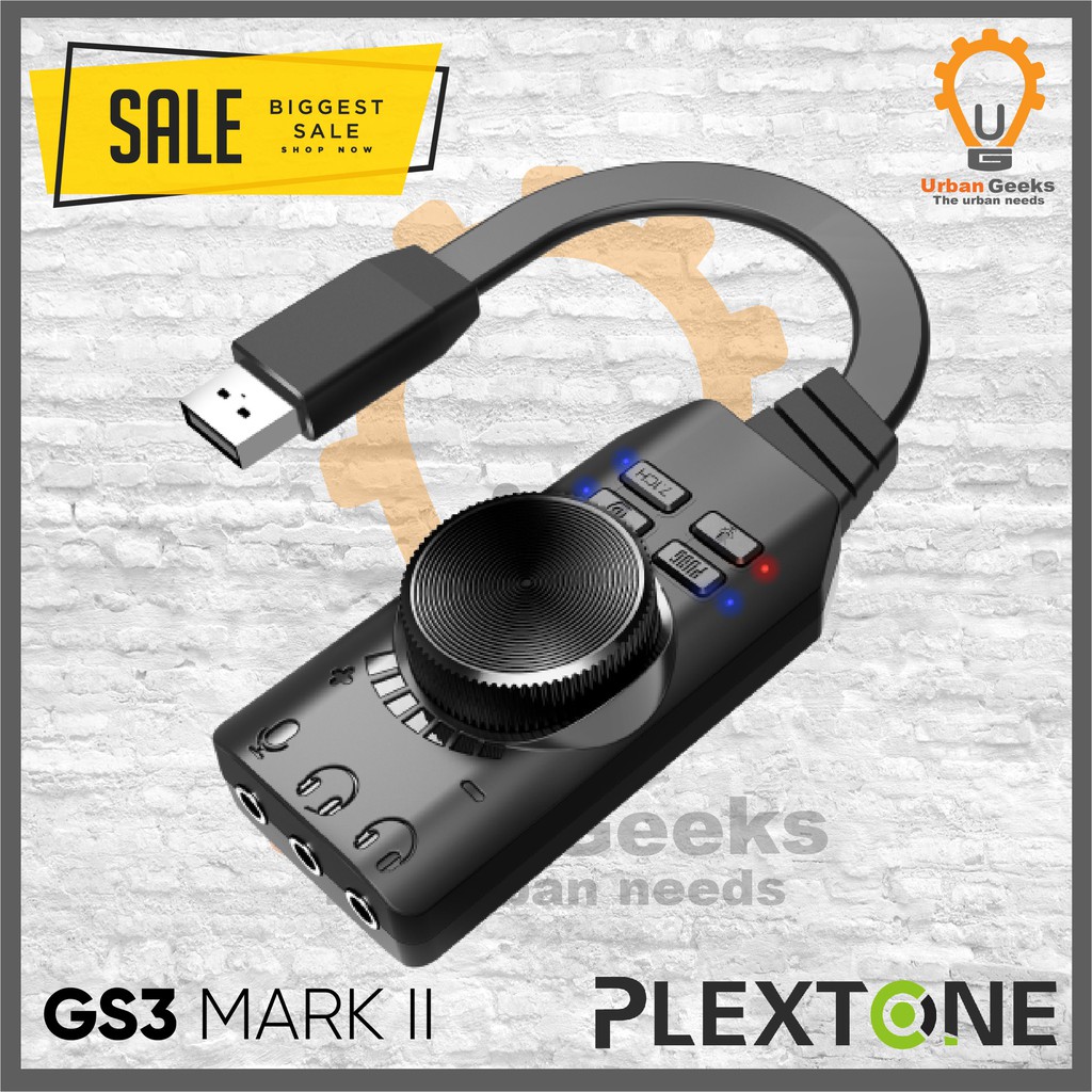 Plextone GS3 Sound Card USB Adapter 7.1 Komputer Laptop Mac &amp; Windows