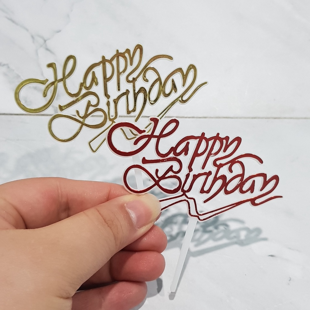 cake topper tusuk  tulisan happy birthday tart hiasan kue ulangtahun