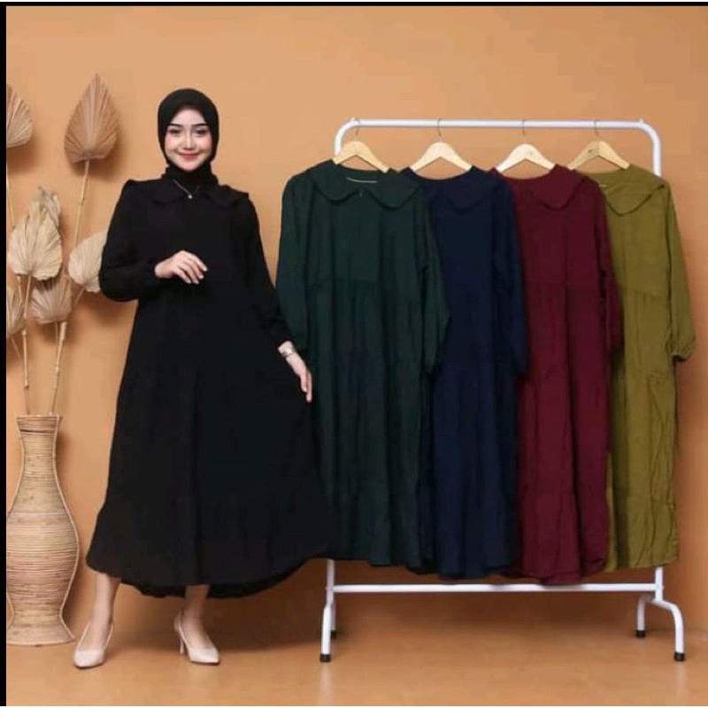 MIDI DRESS RAYON PREMIUM DRESS SUSUN LD 110 LENGAN PANJANG KOREAN STYLE