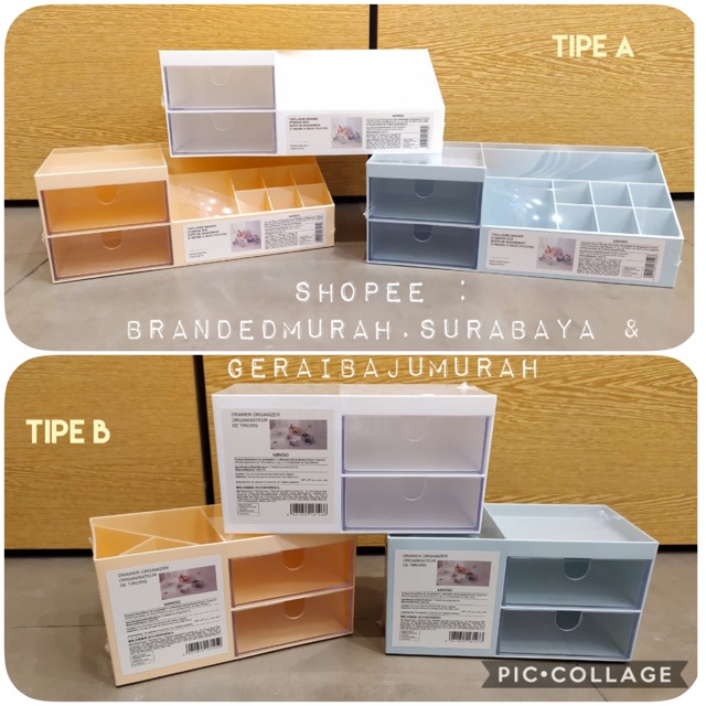 MINISO Pastel series drawer storage box tingkat. Kotak kosmetik miniso murah surabaya