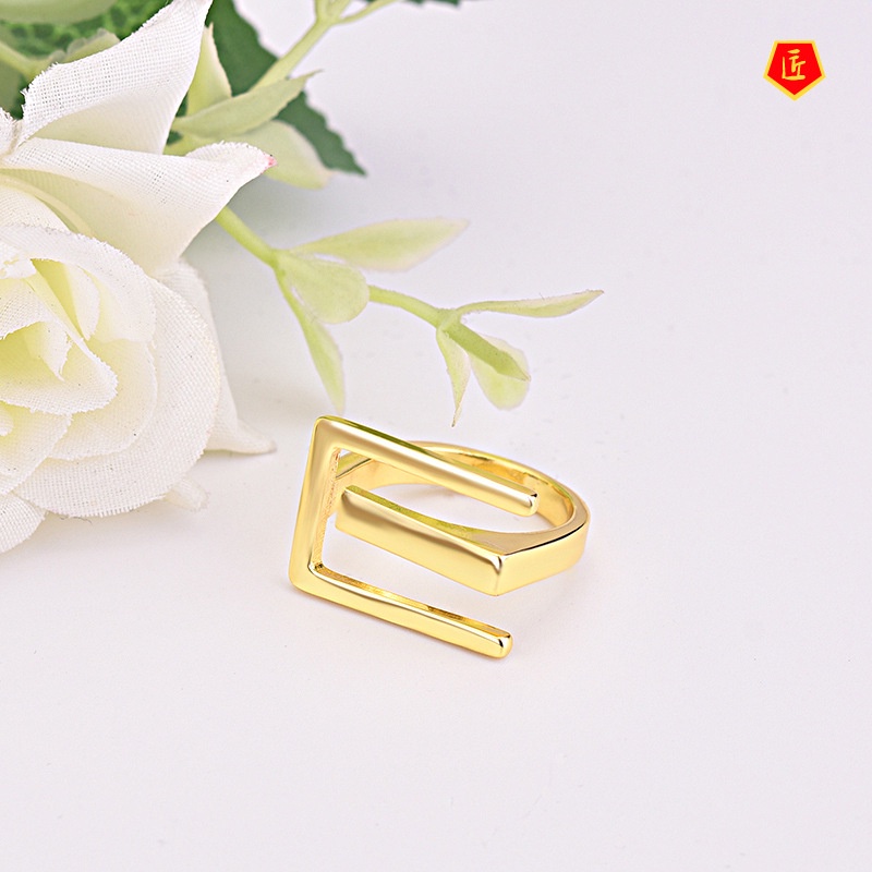 [Ready Stock]Niche Geometric Gold Ring Women's Fashion Personality