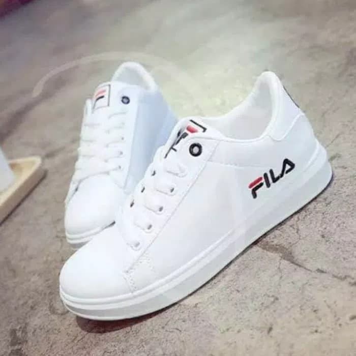 TERMURAH Sepatu Kets Fhilla Wanita Cats Cewek Hitam Putih Casual Santai Remaja Dewasa Sekolah