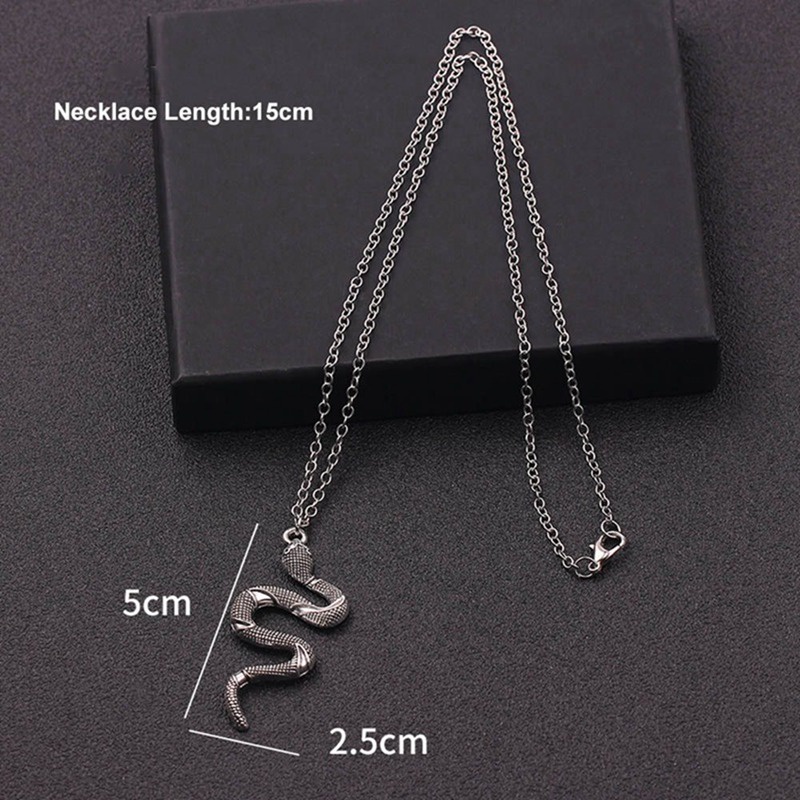 Unisex Silver Snake Serpent Necklace Pendant Jewellery Long Chain 18&quot; / 45.7cm