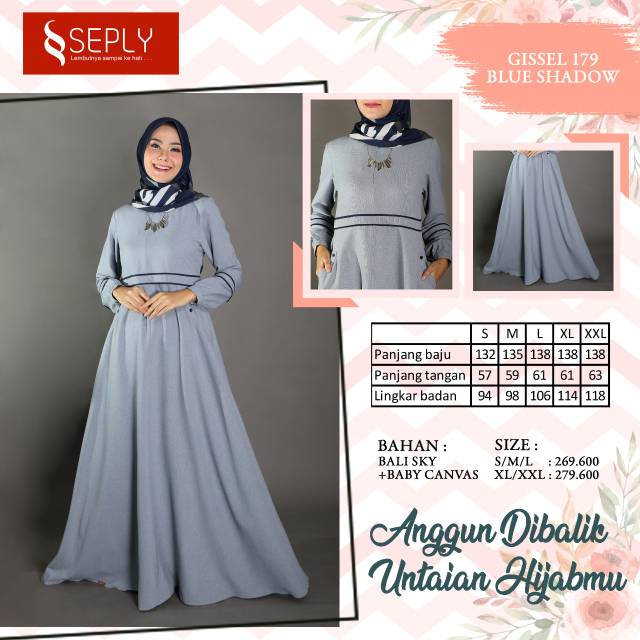 Gamis Dewasa Seply Gissel 179 Warna Blue Shadow Cameo Rose Misty Brown Shopee Indonesia