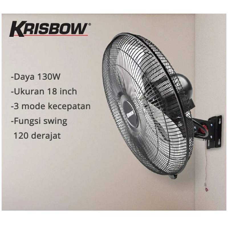 Jual Krisbow Kipas Angin Dinding 130w 45cm/kipas Dinding Industrial ...