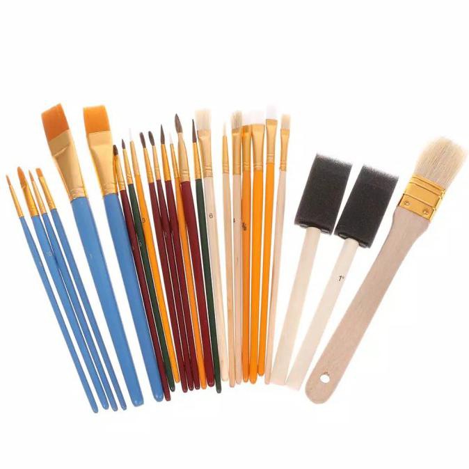 

Kuas Lukis Cat Air Akrilik Set 25 pcs Oil Paint Brush
