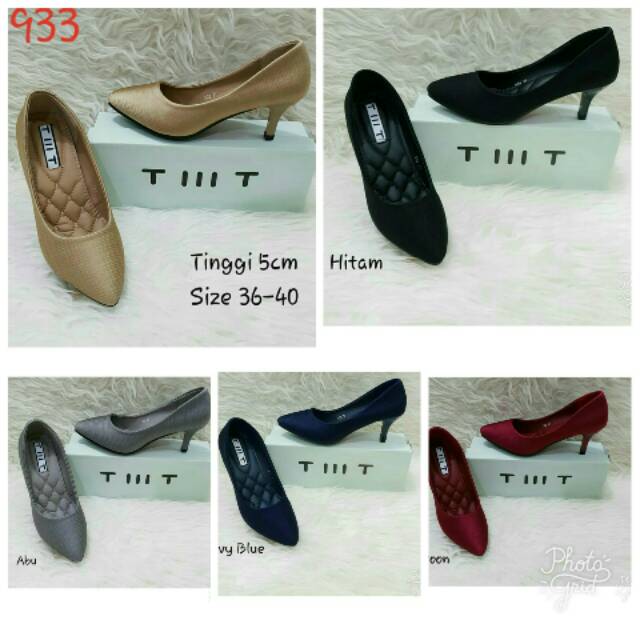 Sepatu kerja heels satin polos TMT 933