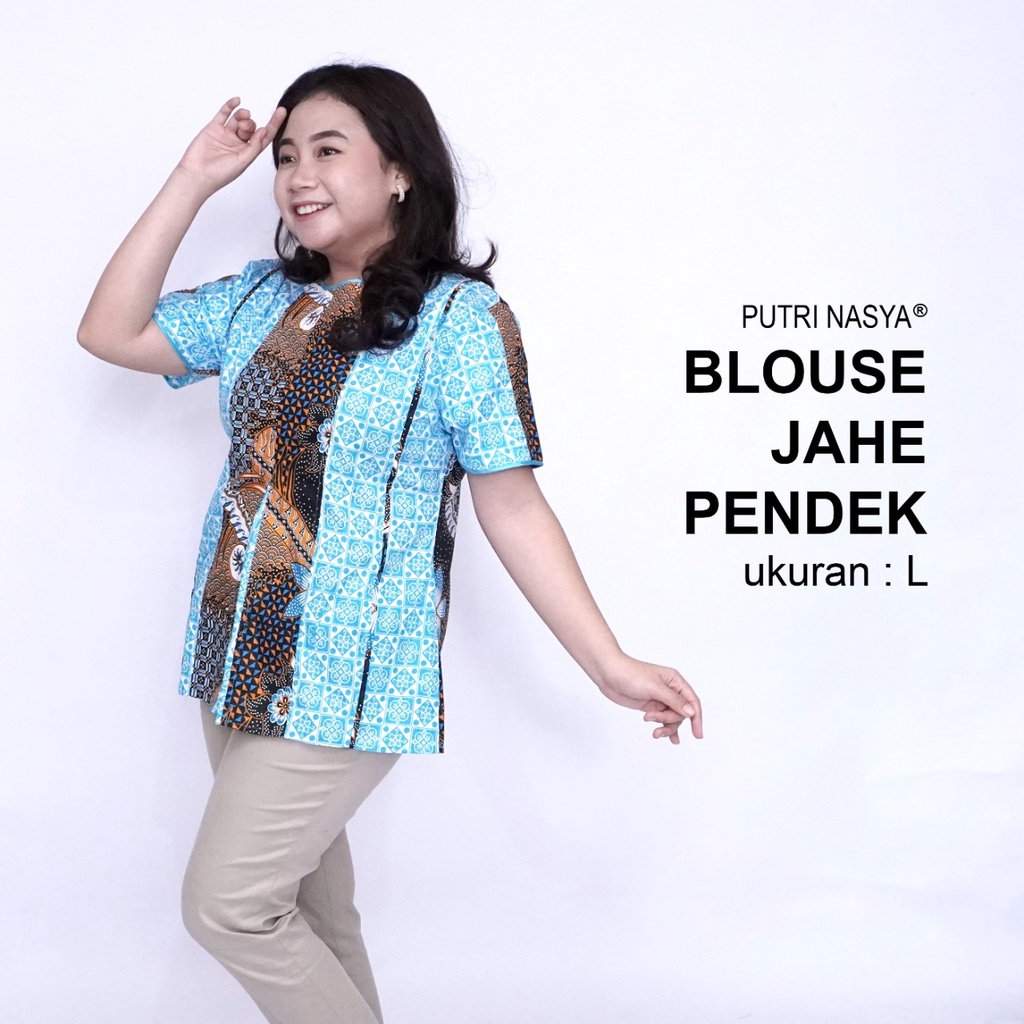 Atasan Batik Jumbo Wanita Blouse Big Size Wanita Kerja Jumbo S-M-L-XL-2L-3L-4L-5L-6L-7L Model Blus Jumbo Seragam Batik / Pakaian Batik Kekinian Bigsize Terbaru Bahan Katun / Pakaian Batik Kantor Formal LD 140 Terkini Modern Trendy Wanita