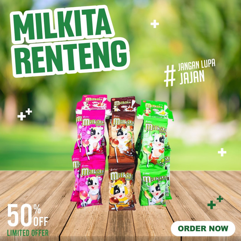 MILKITA RENTENG 1 PACK 30 PCS PERMEN LOLIPOP CANDY