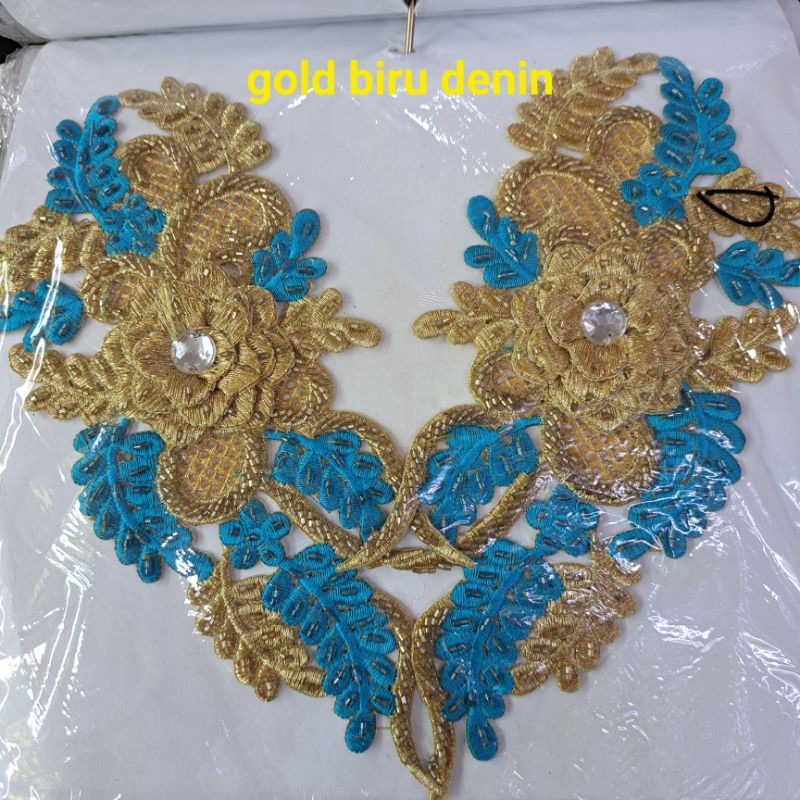 (COD) bunga tempelan bordir 3D payett/ bordir payet tempelan kiri&kanan