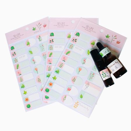 

Label Sticker korea floral flamigo botol Essential Oil Aroma terapi