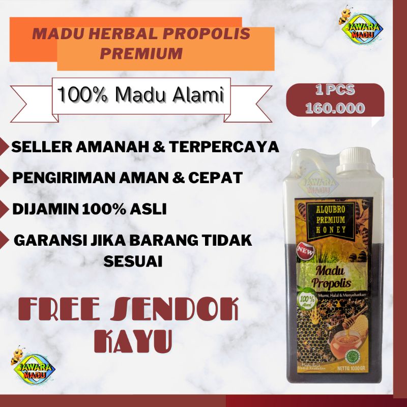 Madu Asli Murni 100% Herbal Propolis Premium 1Kg Obat Diabetes Setara Al Qubro AlQubro Al-Qubro