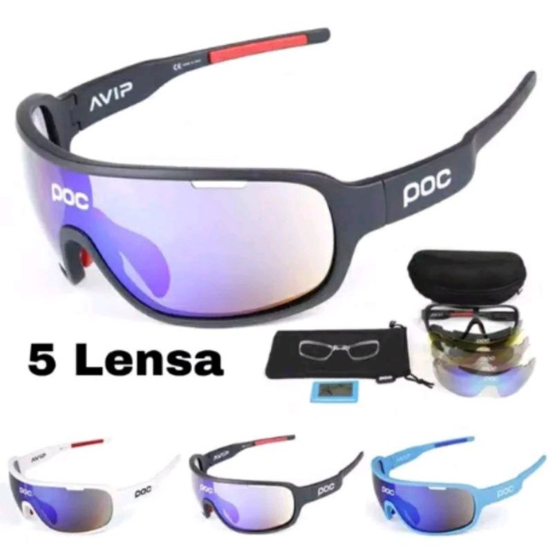 POC kacamata sepeda polarized sunglasses UV400 dengan 5 lensa