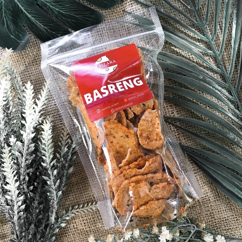Keripik Basreng Bakso Goreng Pipih 100 gr| Snack Kiloan-Pedas Daun Jeruk
