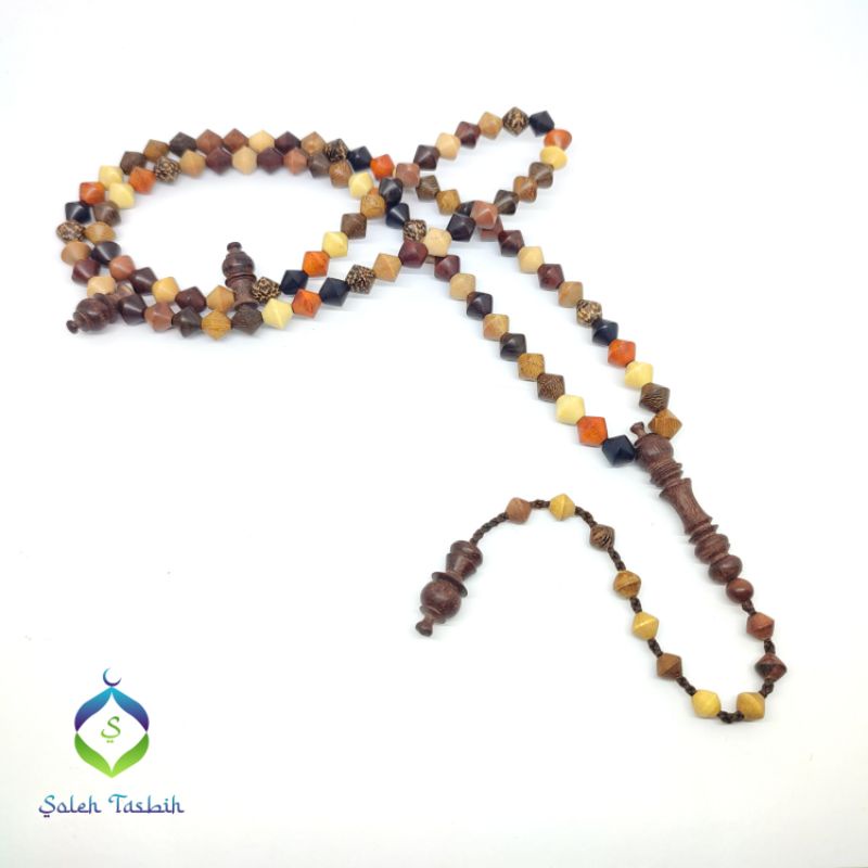 Tasbih Kombinasi 12 Kayu Motig Wajik, Size 8mm_Tasbih Muslim 99 Butir