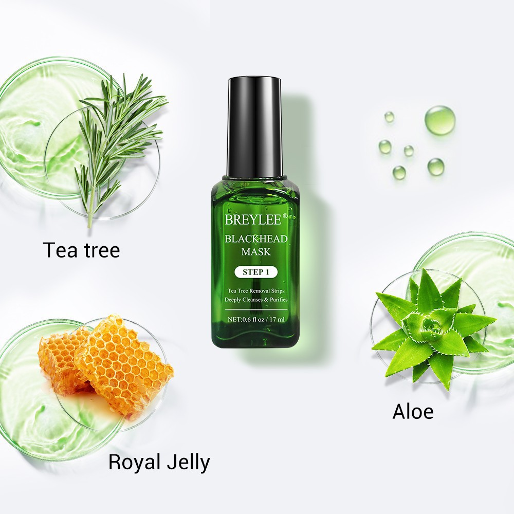 Pembersih Komedo Masker Wajah BREYLEE Tea Tree Blackhead Mask &amp; Pore Minimizer Serum - 17ml