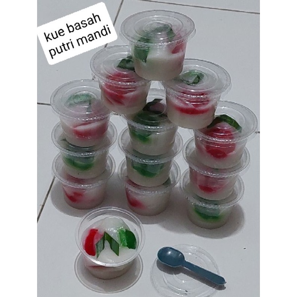 #ECR# Cup agar/jelly polos 60 ml/ 90 ml / 100 / set ( 50 wadah + 50 tutup + 50 sendok jelly).