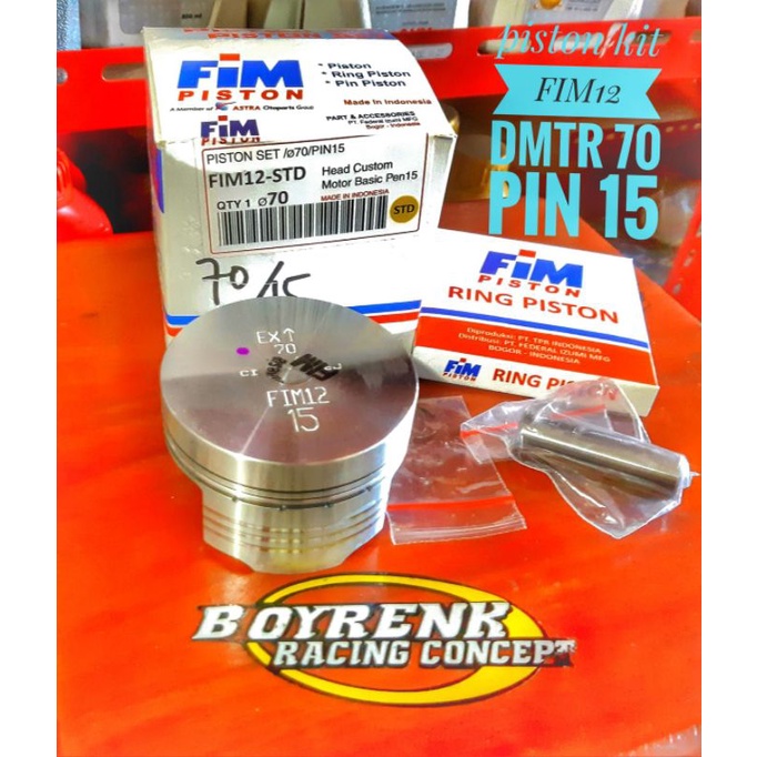 PISTON KIT MODIF FIM12  DIAMETER 70 PIN 15 CUSTOME DOME (DOME MENTAH) - BOYRENK RACING