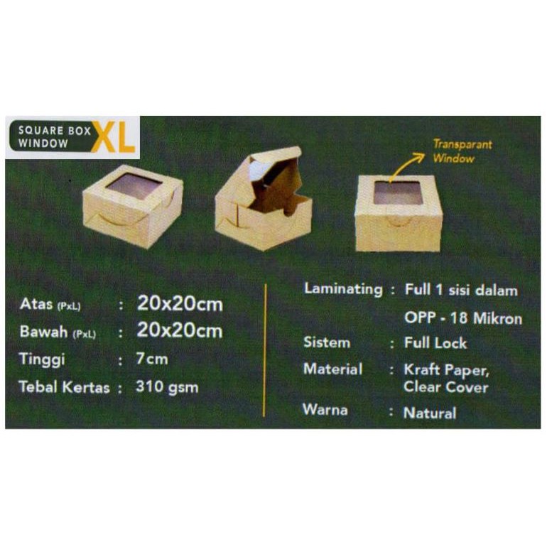 

Dus Kotak Coklat / Square Box XL Window
