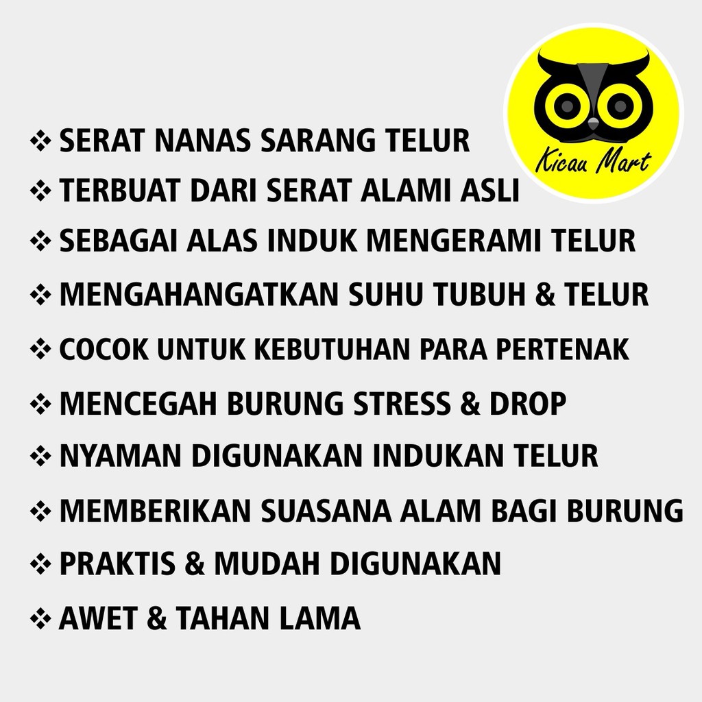 SERAT NANAS SARANG TEMPAT BERTELUR TELUR BURUNG LOVEBIRD KENARI PARKIT ANAK BAYI PIYIK TERNAK ASENAES