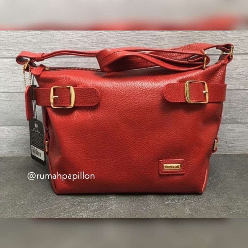 Tas Selempang Bahu Wanita Kulit Asli Papillon Original / K3047 Merah