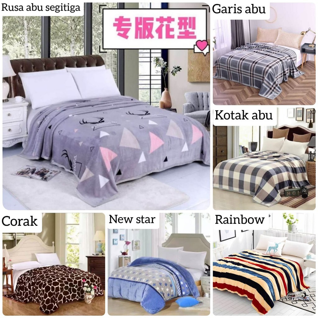 Selimut Bulu Halus Dewasa 150x200 Termurah Terlaris Motif Aesthetic New Arrival-2