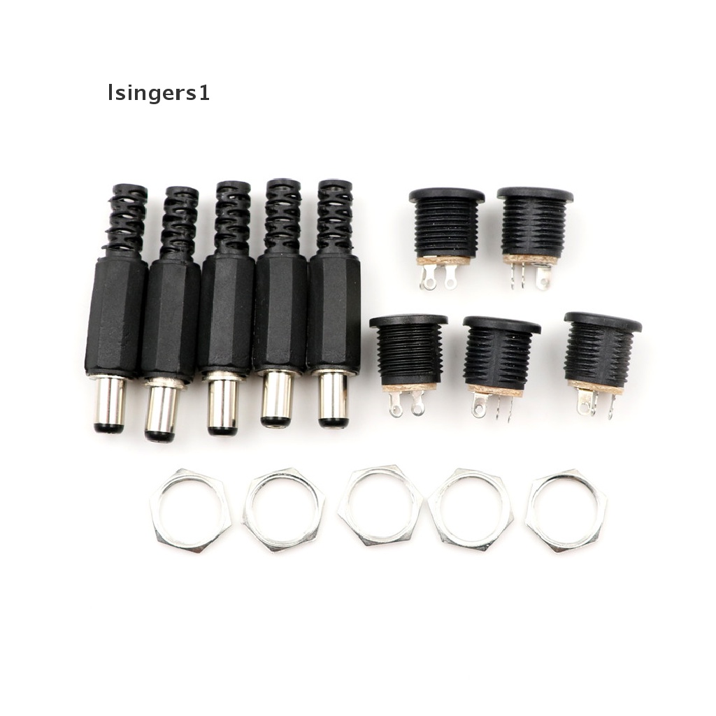 (lsingers1) 10pcs Konektor Power Plug DC Male Female 5.5mm x 2.1mm