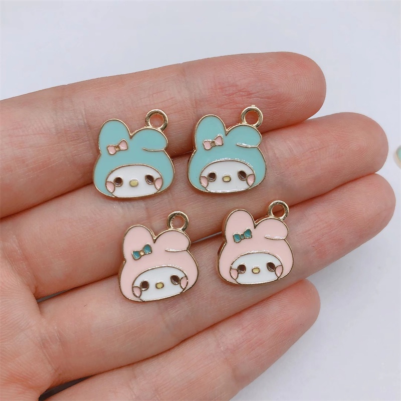 4pcs Liontin Enamel Bentuk Kelinci Bahan Alloy Untuk Wanita