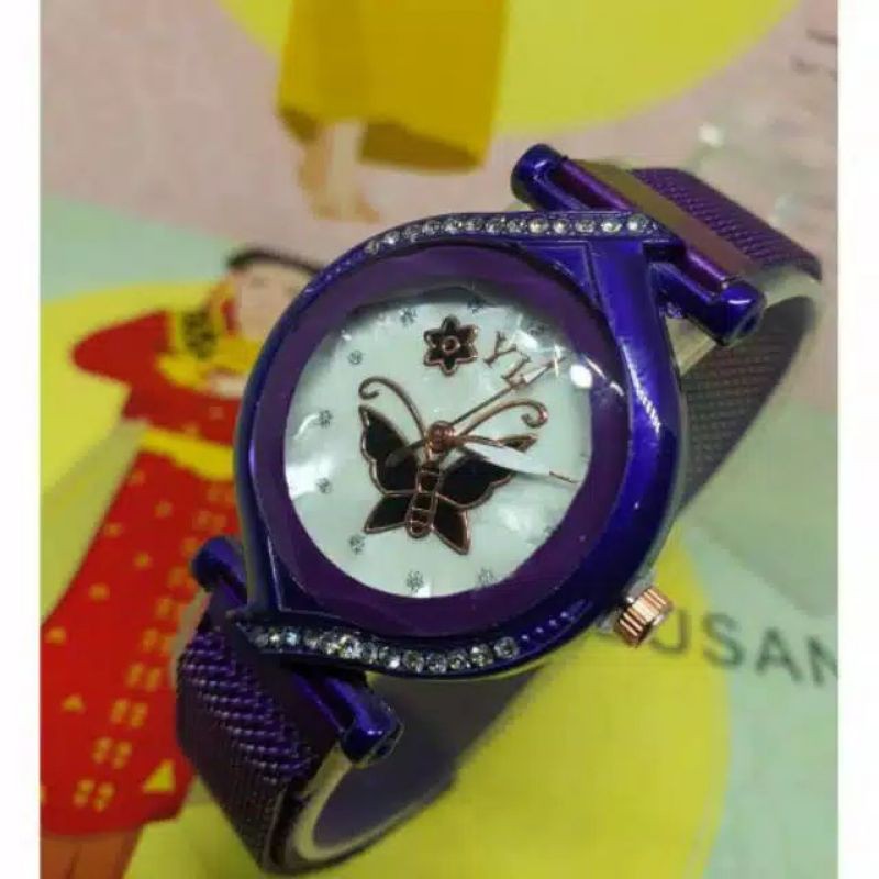 Jam Tangan Wanita Kupu&quot; oval Magnet New (Dikirim Dari Jakarta)