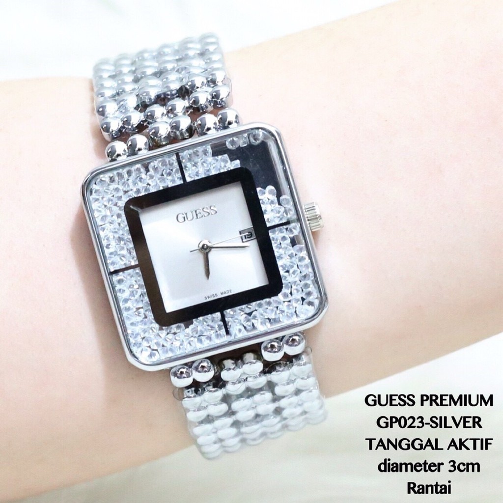 jam tangan rantai kotak elegant fashion full permata grosir ecer watch wanita cewek GP031