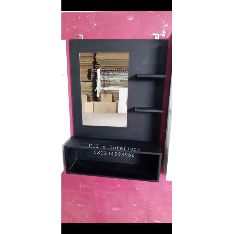 Meja Rias Gantung minimalis Black (Tanpa Laci)