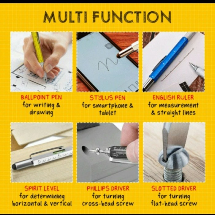 BERKUALITAS Multitool Tech Pool Pen 6 in 1