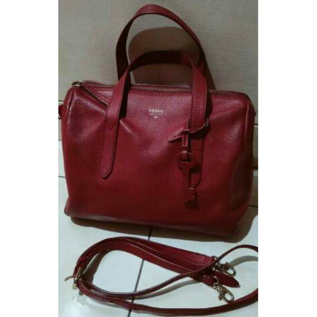 fossil sydney satchel red