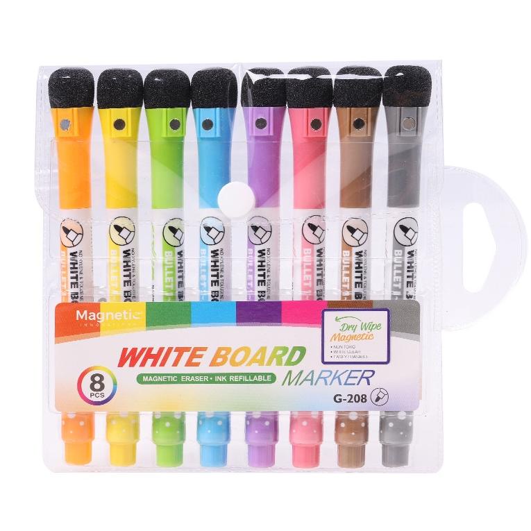 

STAR DRY WIPE WHITE BOARD MARKER 8pcs | non toxic | ink refillable marker magnetic eraser kids | spi