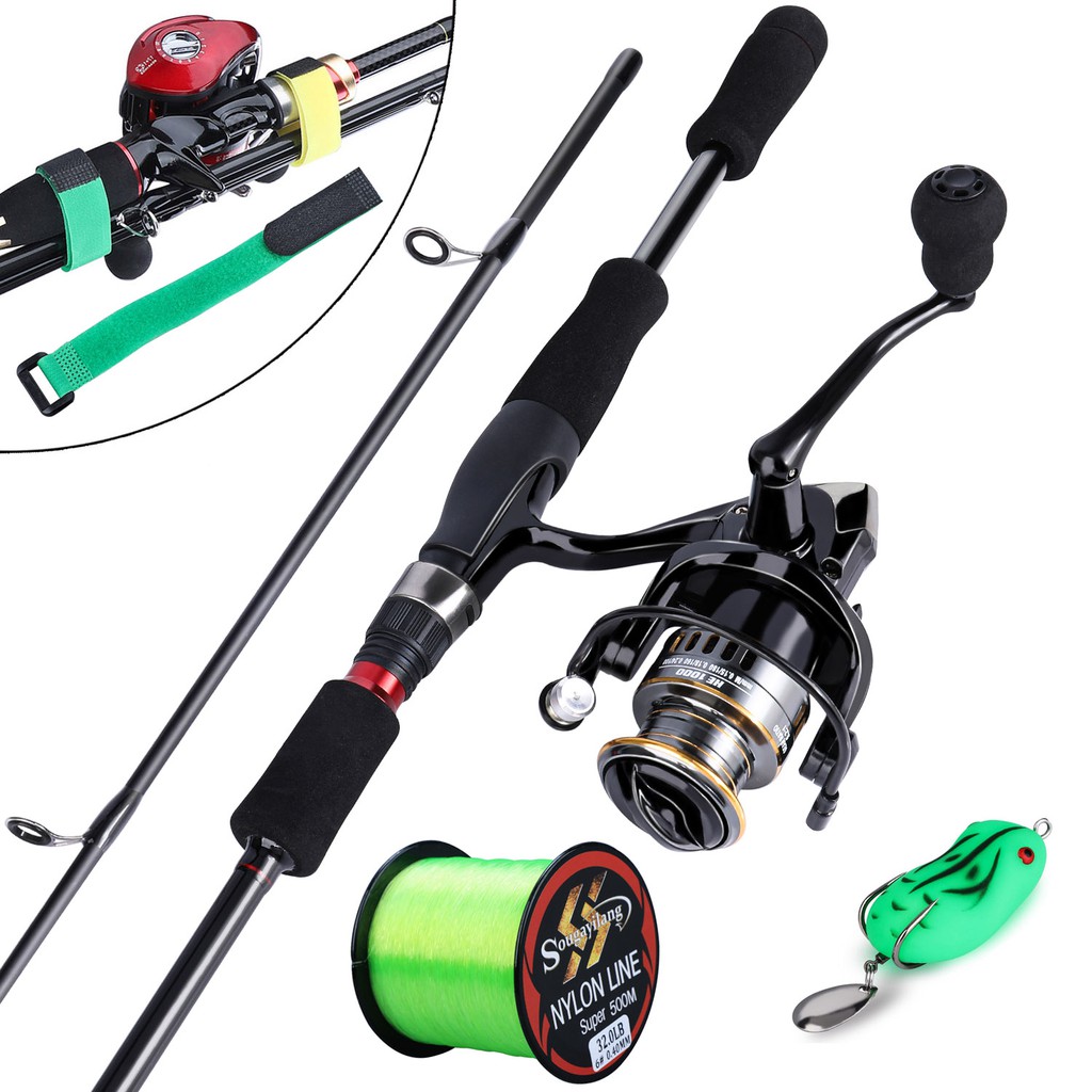 Sougayilang 2 Bagian 1.8M-2.1M Fishing Rod dan Fishing Reel Set Spinning Rod Reel Umpan Baris Sabuk Penuh Combo Joran Pancing pancingan set lengkap