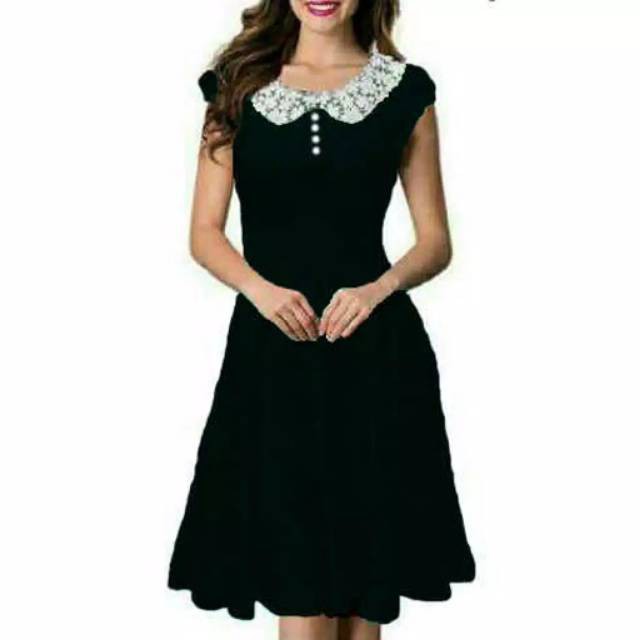 Dress midi, gaun midi renda nana