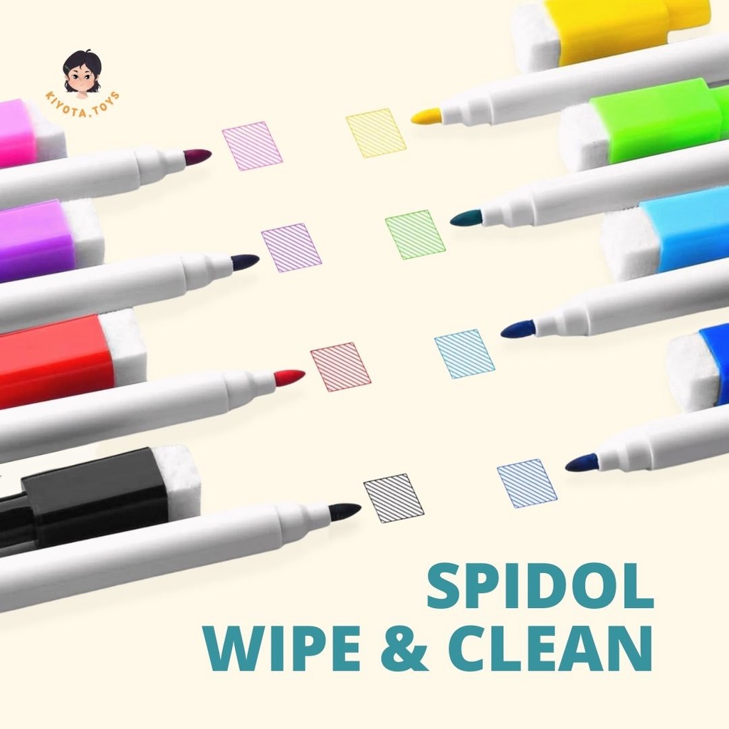 

Spidol wipe and clean mini white board marker | sepidol anak warna warni dengan penghapus