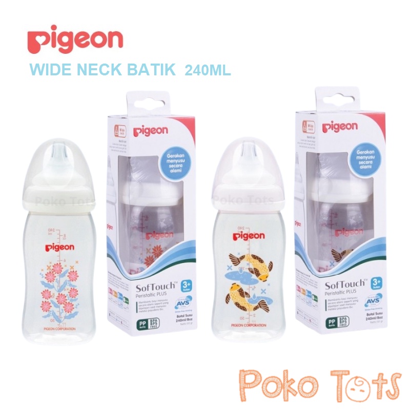 Pigeon Batik Wide Neck Bottle 240ml Nipple SofTouch Botol Susu Motif Batik Wijaya Kusuma Koi