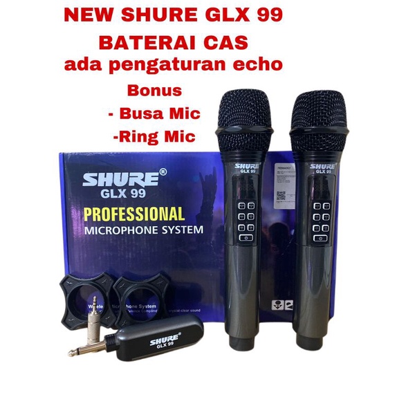 MIC WIRELESS SHURE GLX 99 ADA PENGATURAN ECHO NEW